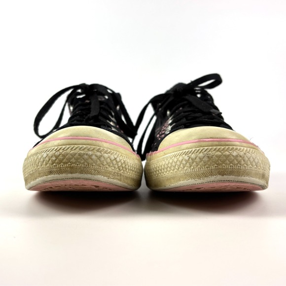 VTG Y2K Converse Black Satin Sneakers Sz M9 W11 Pink Cherry Blossom Embroidery - Picture 3 of 15